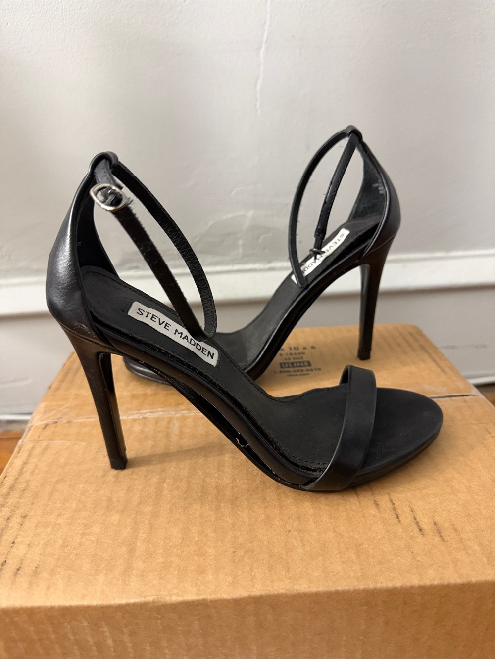 Steve Madden Black Open-Toe Stiletto Sandals